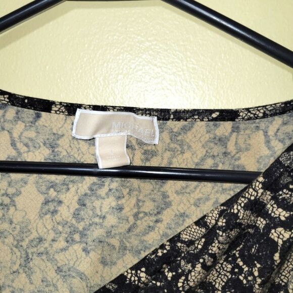 Michael Kors Black Lace Print Knotted Top Large - Picture 7 of 10
